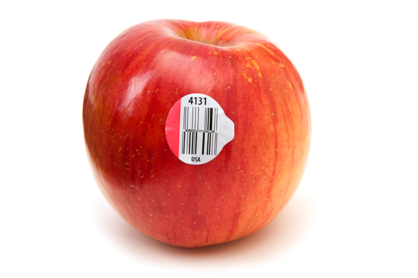 Every apple is stamped with a GS1 Data Bar or RFID barcode that makes tracking possible.