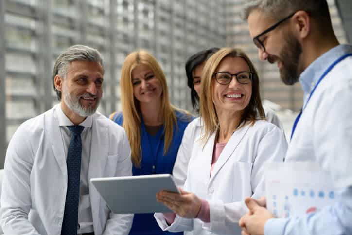 A clinical trial team conducting a site visit