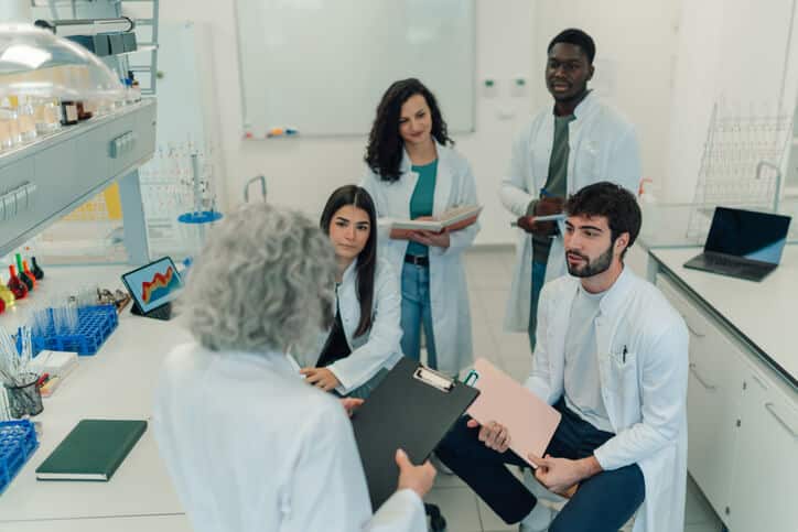 A clinical research training class learning protocol review skills for clinical trial work