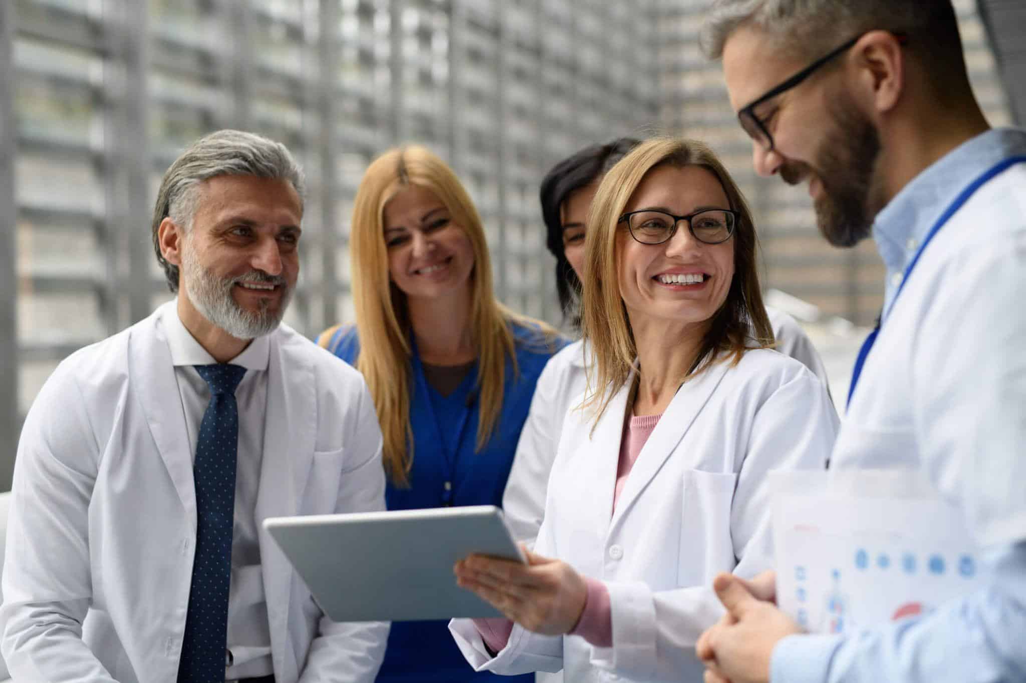 Clinical research team participating in a site initiation visit